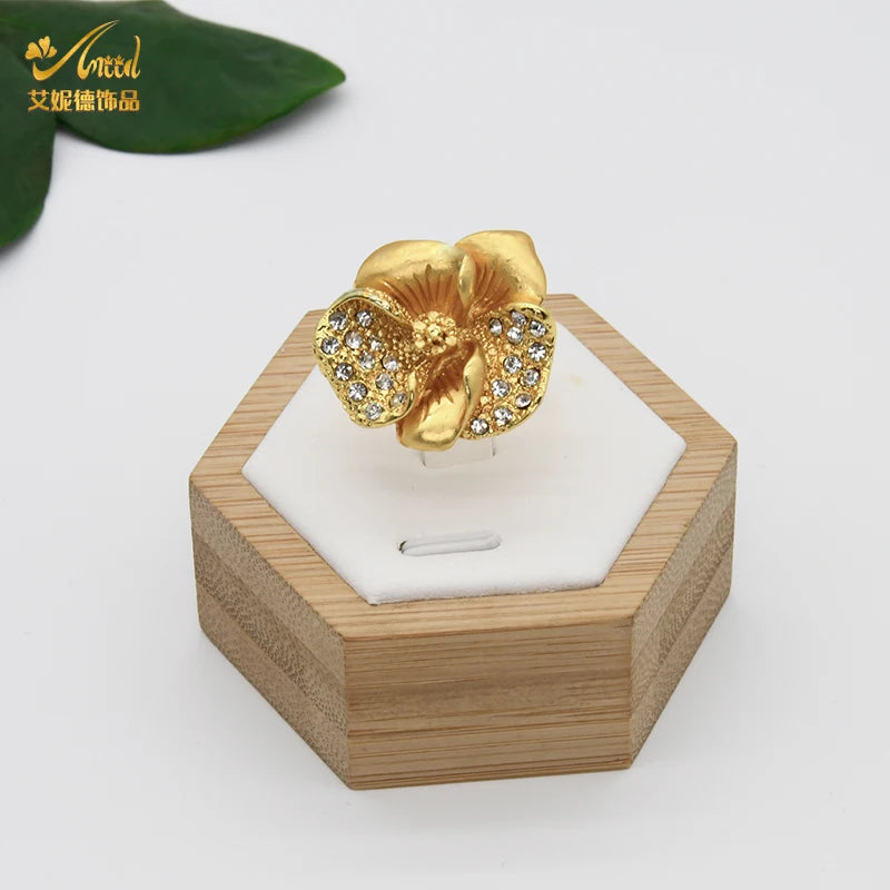 ANIID-Ensembles de bijoux africains pour femmes, boucles d'oreilles fleur, collier ras du cou, bracelet, hawaïen, indien, Dubaï, bijoux dorés, accessoires