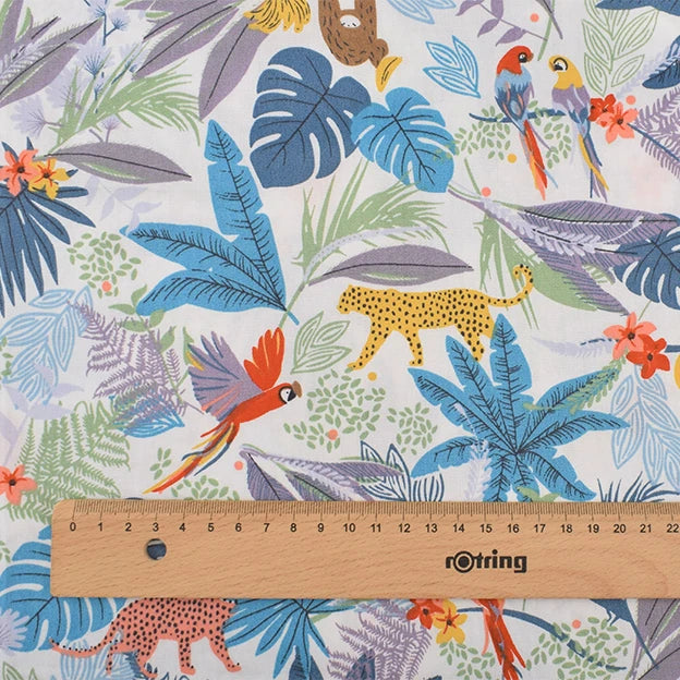 Tissu en coton sergé imprimé de dessin animé jungle, bricolage couture matelassage maison Textiles matériel pour bébé et enfants literie, chemise, robe