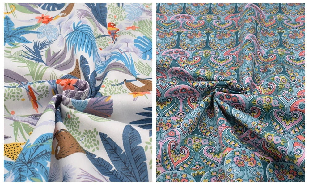Tissu en coton sergé imprimé de dessin animé jungle, bricolage couture matelassage maison Textiles matériel pour bébé et enfants literie, chemise, robe