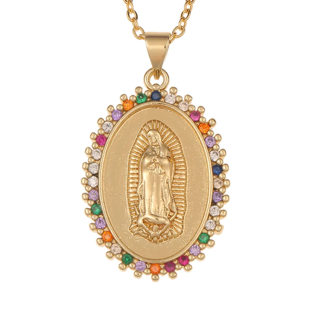 2025 nouveau pendentif la vierge marie Fine CZ cubique zircone collier cuivre chaîne en métal unisexe bijoux religieux cadeau de vacances