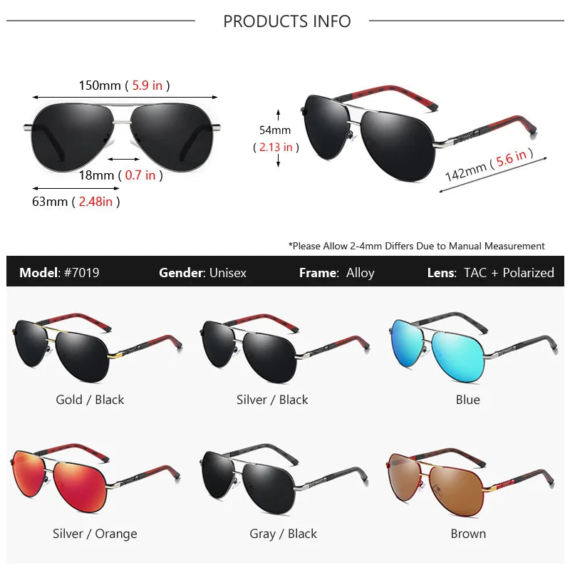 AOWEAR Aviation luxe lunettes de soleil hommes polarisées surdimensionné conduite miroir lunettes mâle marque concepteur rétro lunettes avec étui