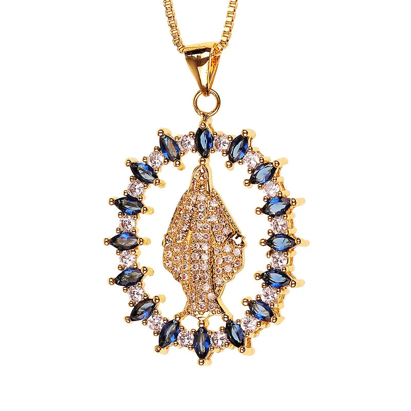 2025 nouveau pendentif la vierge marie Fine CZ cubique zircone collier cuivre chaîne en métal unisexe bijoux religieux cadeau de vacances