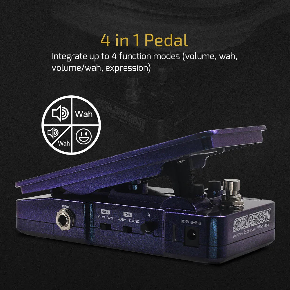 HOTONE Soul Press II Brasil 4 en 1 pédale d'effet d'expression passive de Volume actif Wah commutable avec indicateurs de position visibles
