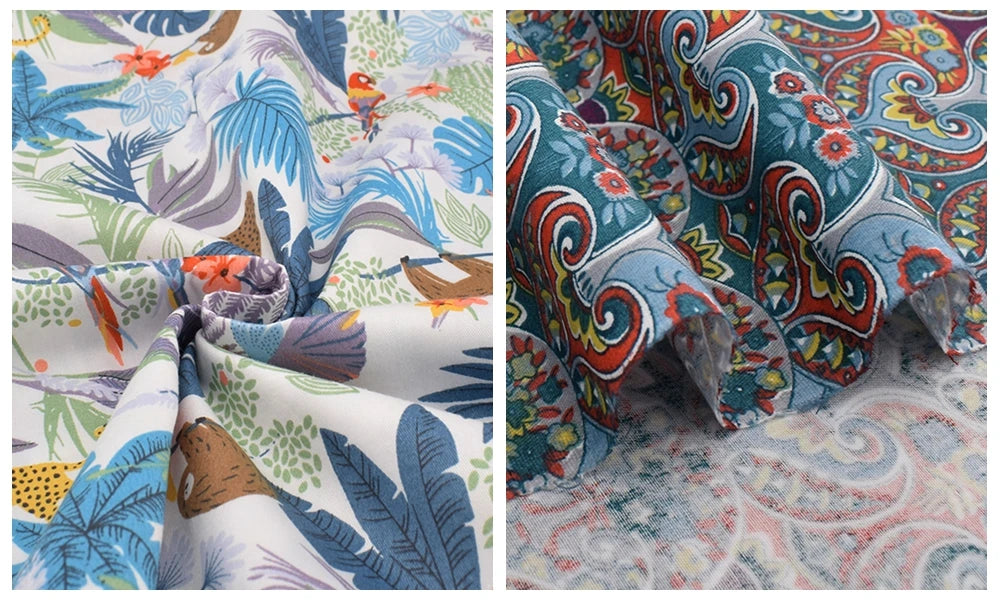 Tissu en coton sergé imprimé de dessin animé jungle, bricolage couture matelassage maison Textiles matériel pour bébé et enfants literie, chemise, robe