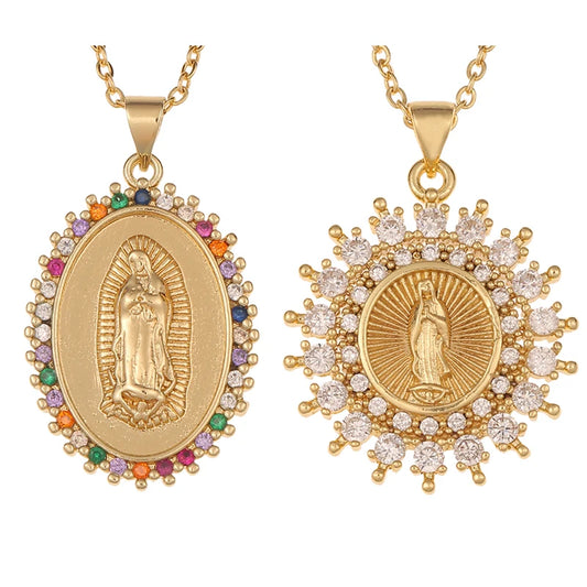 2025 nouveau pendentif la vierge marie Fine CZ cubique zircone collier cuivre chaîne en métal unisexe bijoux religieux cadeau de vacances