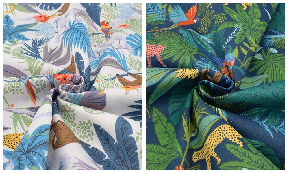 Tissu en coton sergé imprimé de dessin animé jungle, bricolage couture matelassage maison Textiles matériel pour bébé et enfants literie, chemise, robe