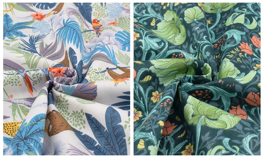 Tissu en coton sergé imprimé de dessin animé jungle, bricolage couture matelassage maison Textiles matériel pour bébé et enfants literie, chemise, robe