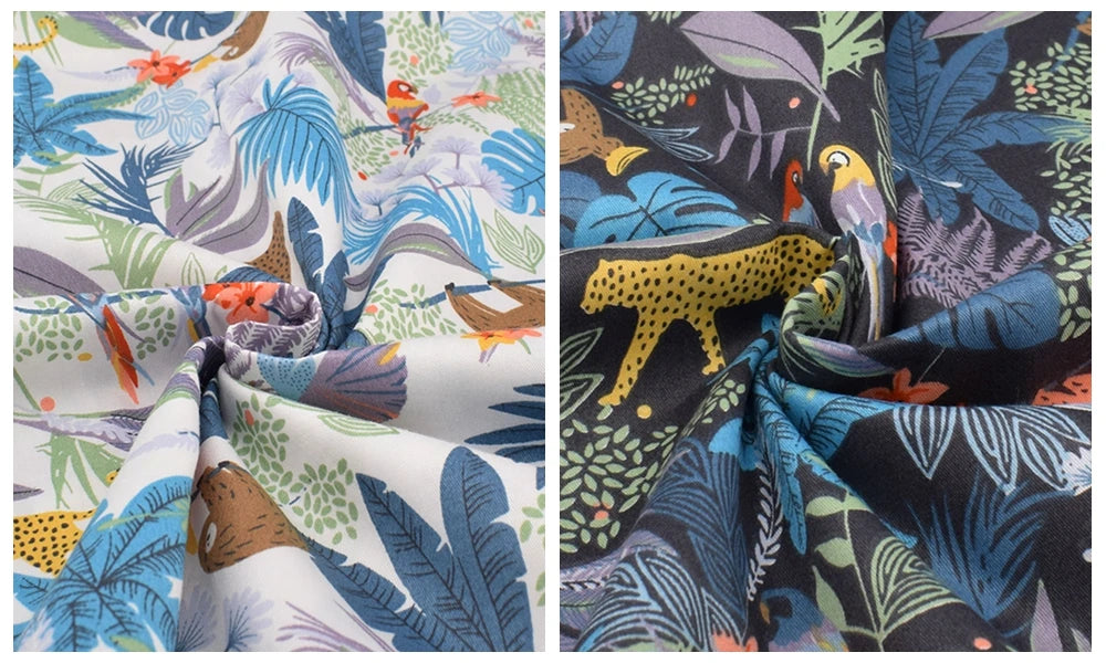 Tissu en coton sergé imprimé de dessin animé jungle, bricolage couture matelassage maison Textiles matériel pour bébé et enfants literie, chemise, robe