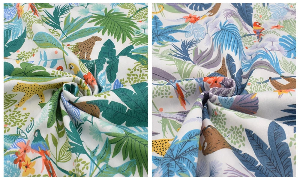 Tissu en coton sergé imprimé de dessin animé jungle, bricolage couture matelassage maison Textiles matériel pour bébé et enfants literie, chemise, robe