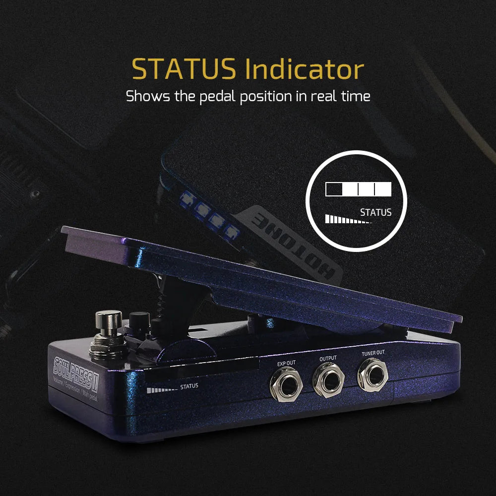 HOTONE Soul Press II Brasil 4 en 1 pédale d'effet d'expression passive de Volume actif Wah commutable avec indicateurs de position visibles