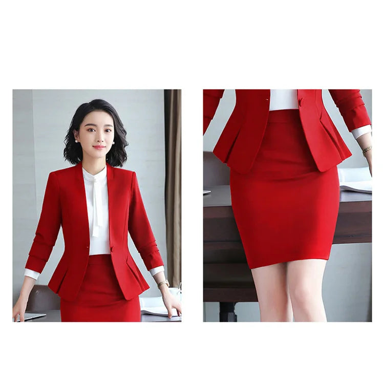 Top Grade  and Winter New Professional Temperament Double Breasted Irregular Formal Business Women'S Suits