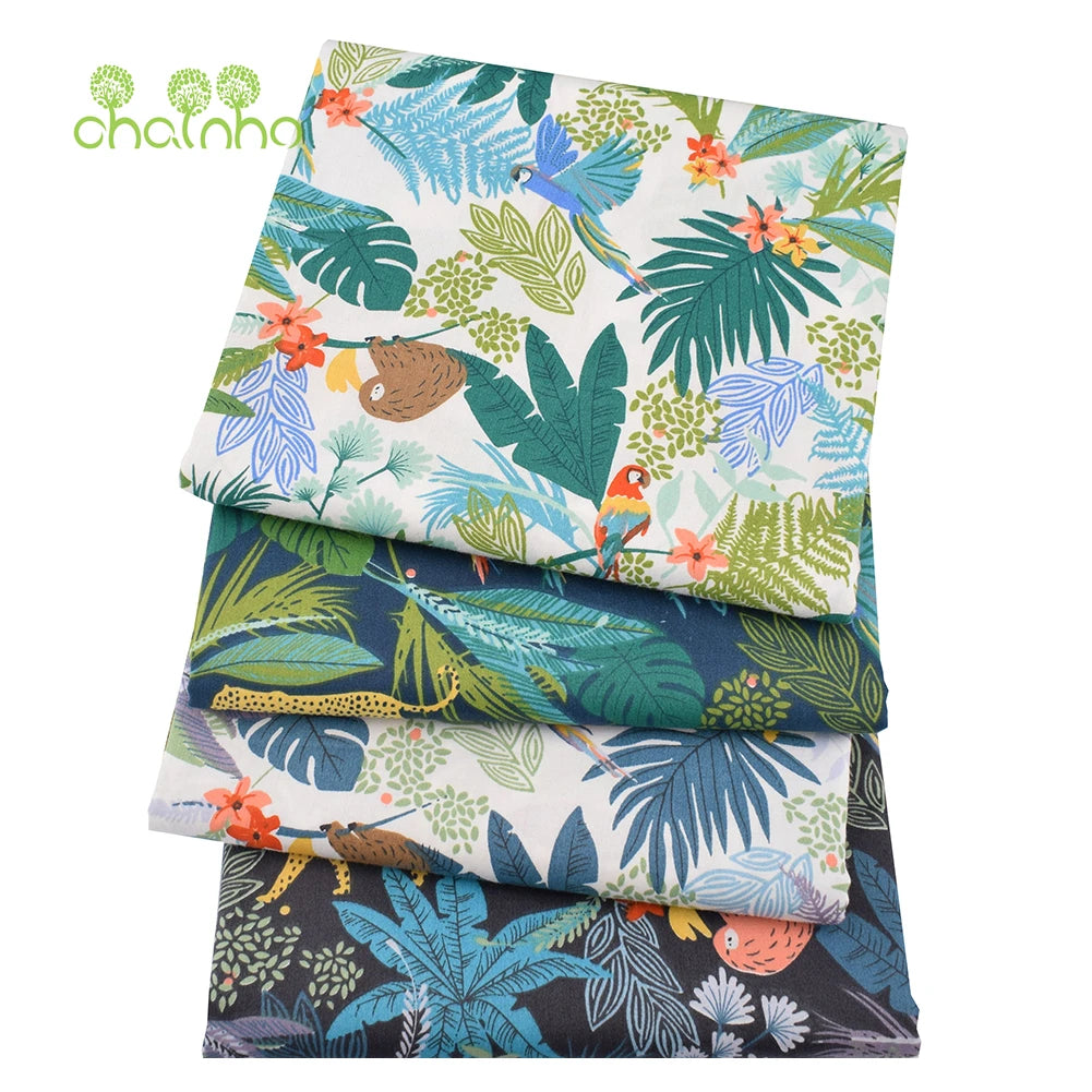 Tissu en coton sergé imprimé de dessin animé jungle, bricolage couture matelassage maison Textiles matériel pour bébé et enfants literie, chemise, robe