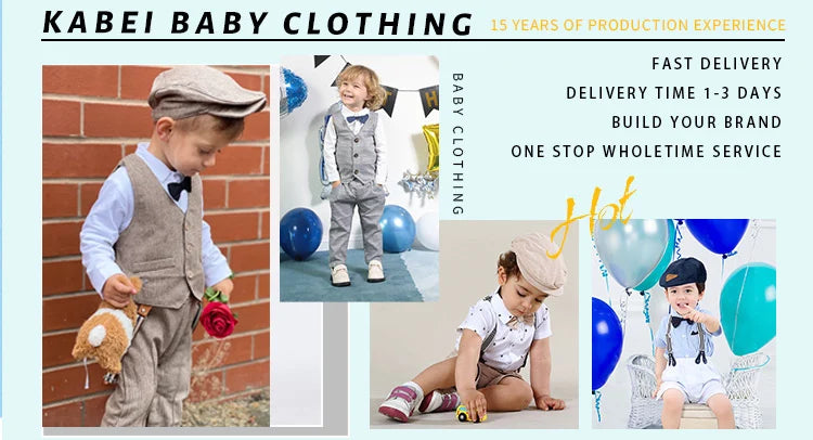 Boy Formal Suit Party Wear Spring 1 2 3 4 5 6 Years Kids Clothing Outfit Plaid Shirt Pants Suspender Boys Clothes Set