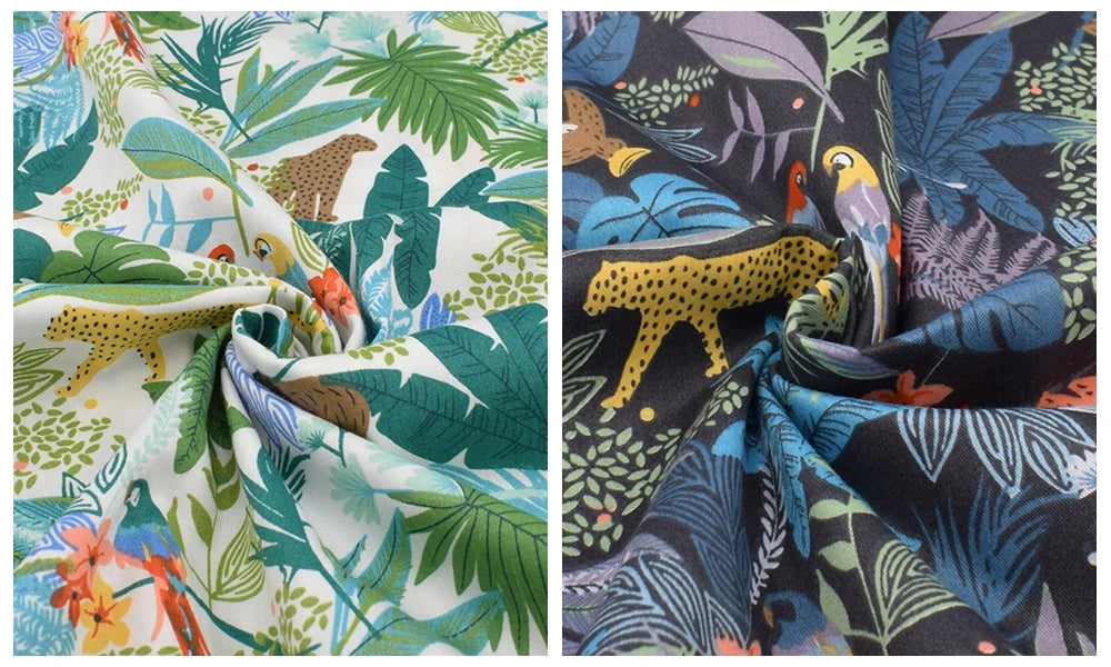 Tissu en coton sergé imprimé de dessin animé jungle, bricolage couture matelassage maison Textiles matériel pour bébé et enfants literie, chemise, robe