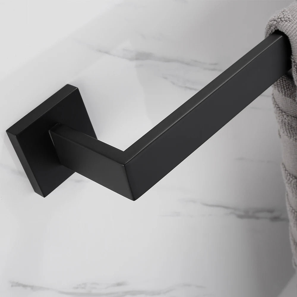 BagnoLux – beau crochet mural en acier inoxydable, accessoires de salle de bain, barre à serviettes, noir chromé
