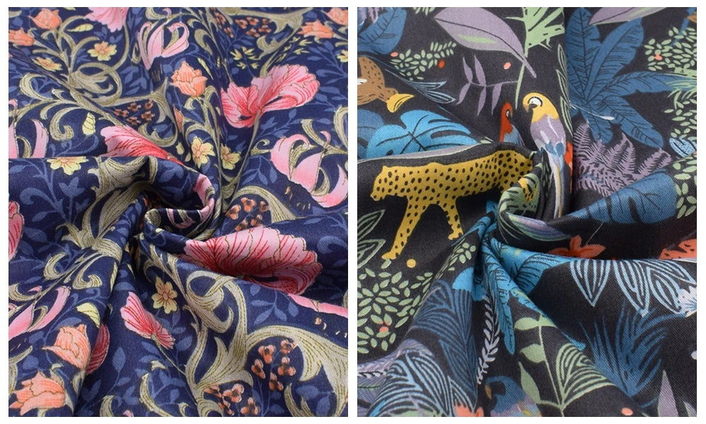 Tissu en coton sergé imprimé de dessin animé jungle, bricolage couture matelassage maison Textiles matériel pour bébé et enfants literie, chemise, robe