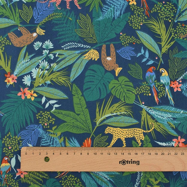 Tissu en coton sergé imprimé de dessin animé jungle, bricolage couture matelassage maison Textiles matériel pour bébé et enfants literie, chemise, robe