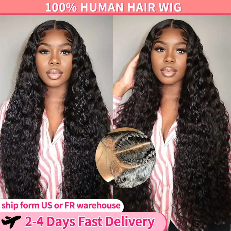 Perruque Lace Front Wig sans colle bouclée pour femme, perruques Deep Wave, cheveux humains, fermeture à lacet, prête à porter, 13x4 HD, 5x5, 6x4