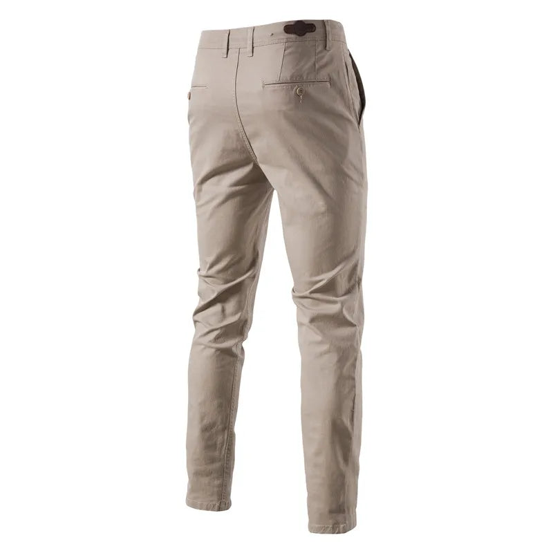 AIOPESON coton décontracté Hommes Pantalons Couleur unie Coupe ajustée Pantalons pour hommes Nouveau Printemps Automne  Haute qualité Pantalons d'affaires classiques pour hommes