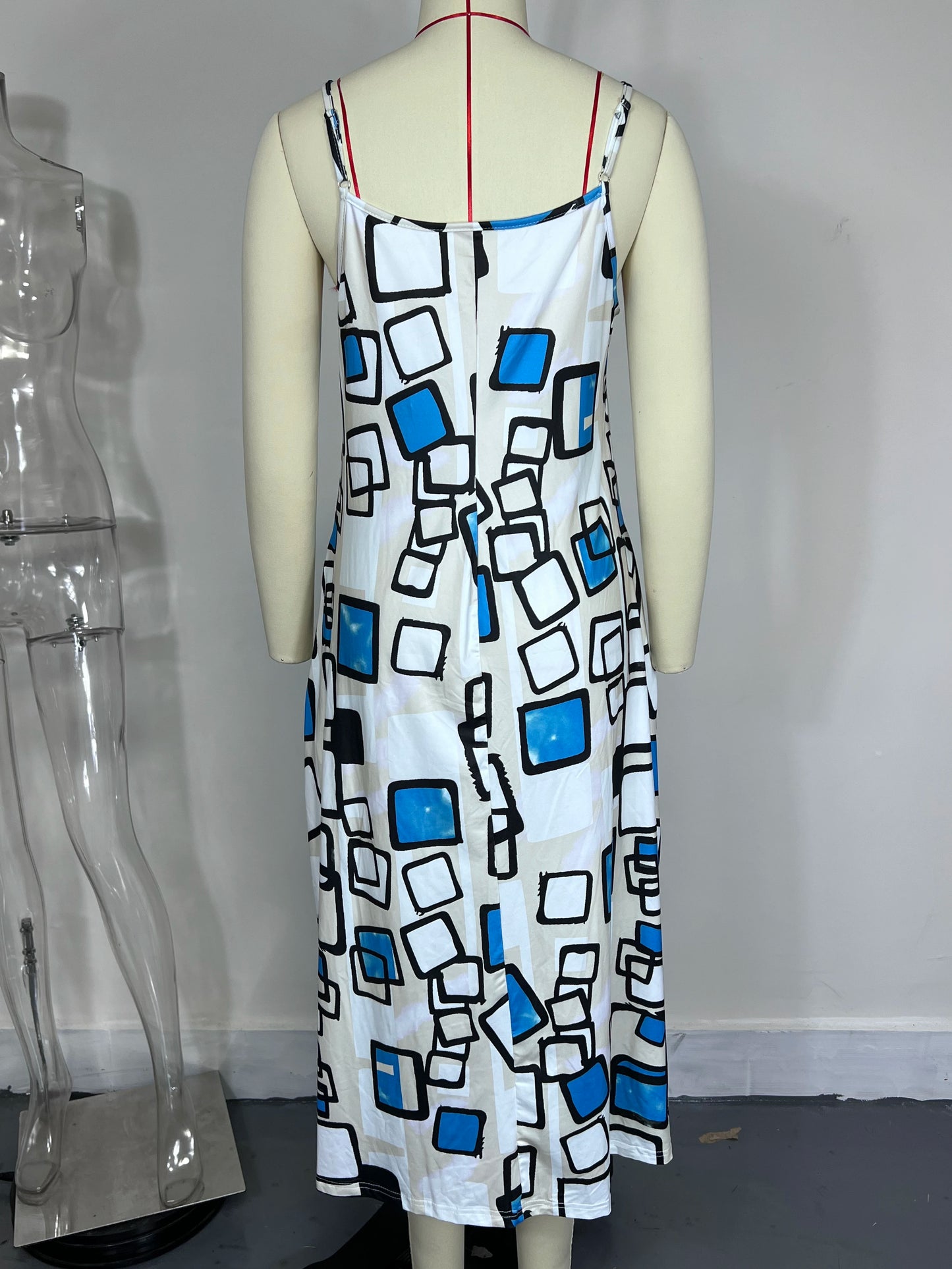 AliExpress-Robe à bretelles imprimée à col rond pour femmes, grande taille, Europe et Amérique, nouvelle mode d'été, 2024