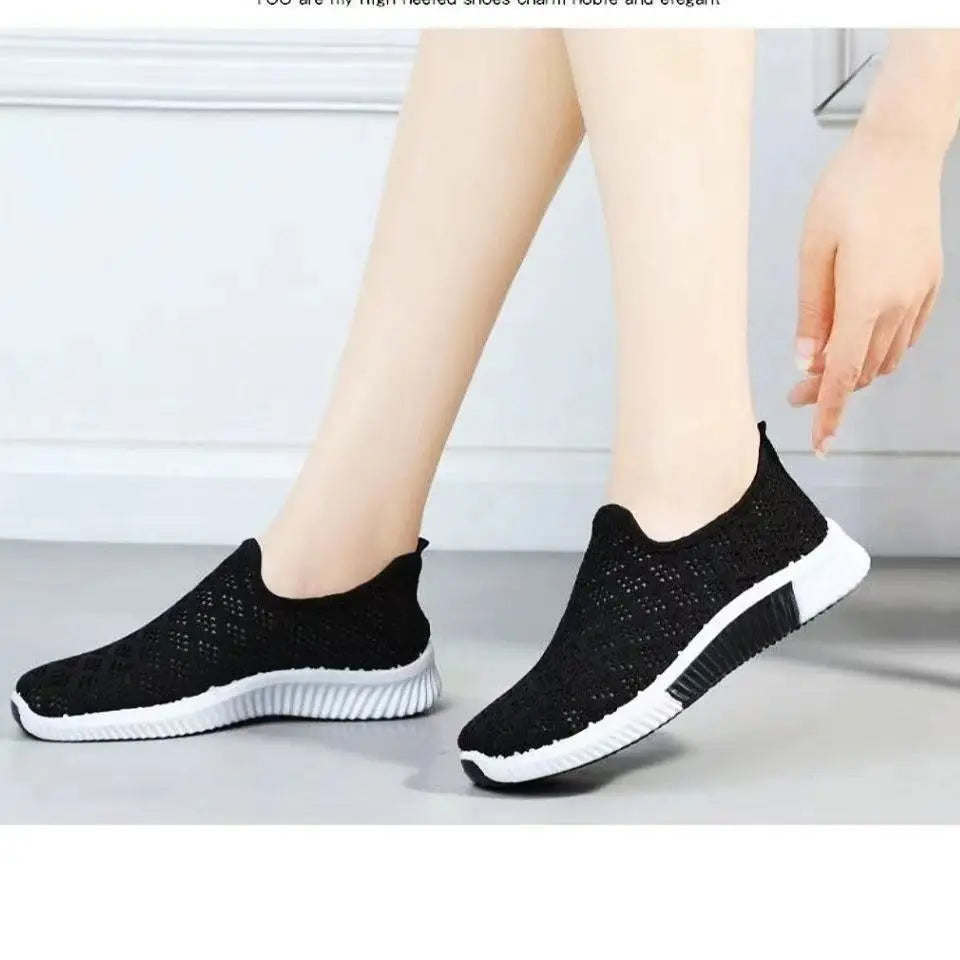 Baskets en maille respirantes pour femmes, chaussures de marche à enfiler, chaussures décontractées, extérieur, mode, nouveau, 2025