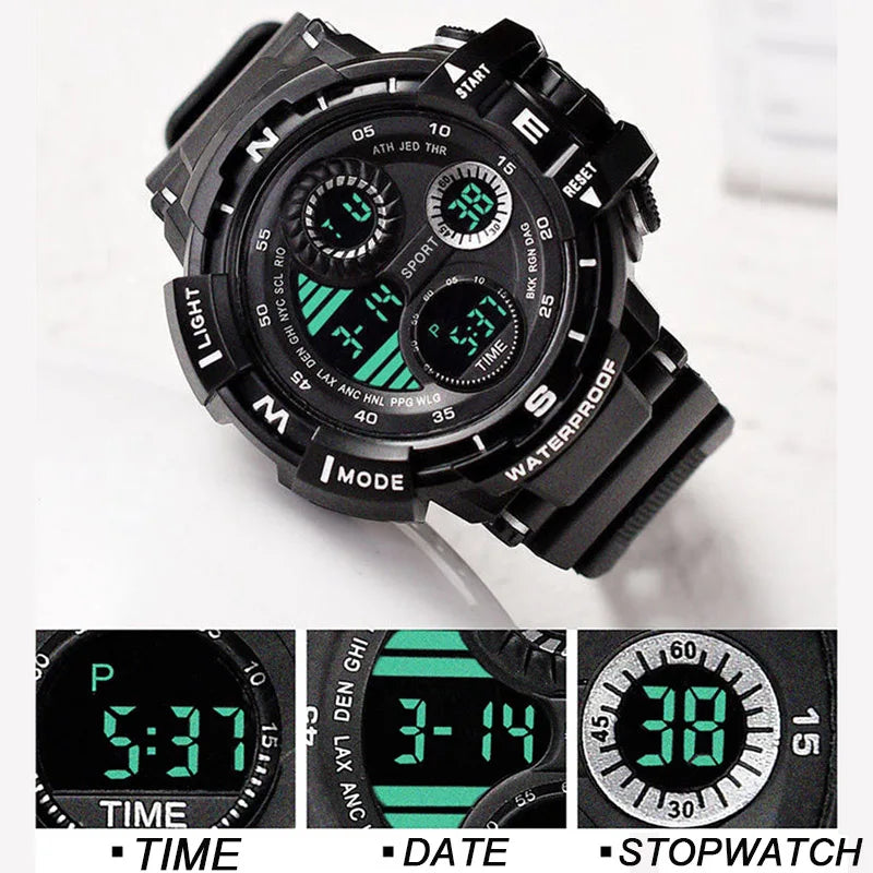 YIKAZE montre numérique noire pour hommes montres de sport étanche chronographe extérieur horloge à main G infanterie choc étudiant montre-bracelet