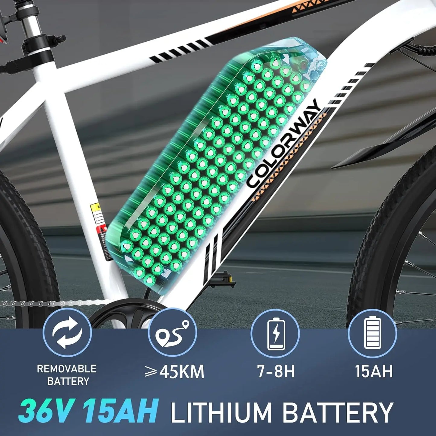 COLORWAY Electric Bike for Adults, 26" Mountain Bike, Electric Bicycle Commute E-bike with 36V 15Ah Removable Battery