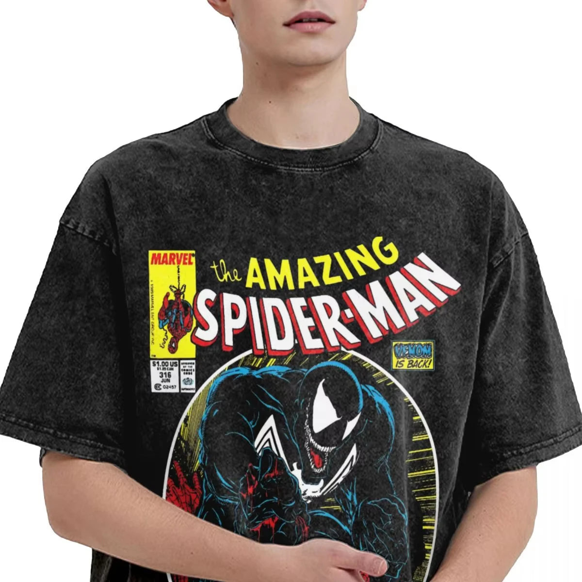 Vintage Spider-Man bande dessinée T-shirts Merch Spiderman T-shirts amples pour hommes femmes 100% coton T-shirts
