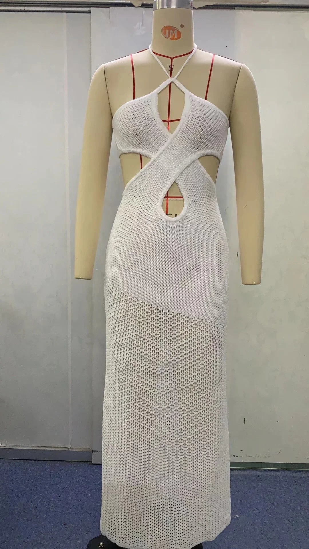 Avrilyaan White Knitting Bodycon Backless Sexy Dress Women Hollow Out Elegant Holiday Casual Dresses Summer Long Dress Vestidos