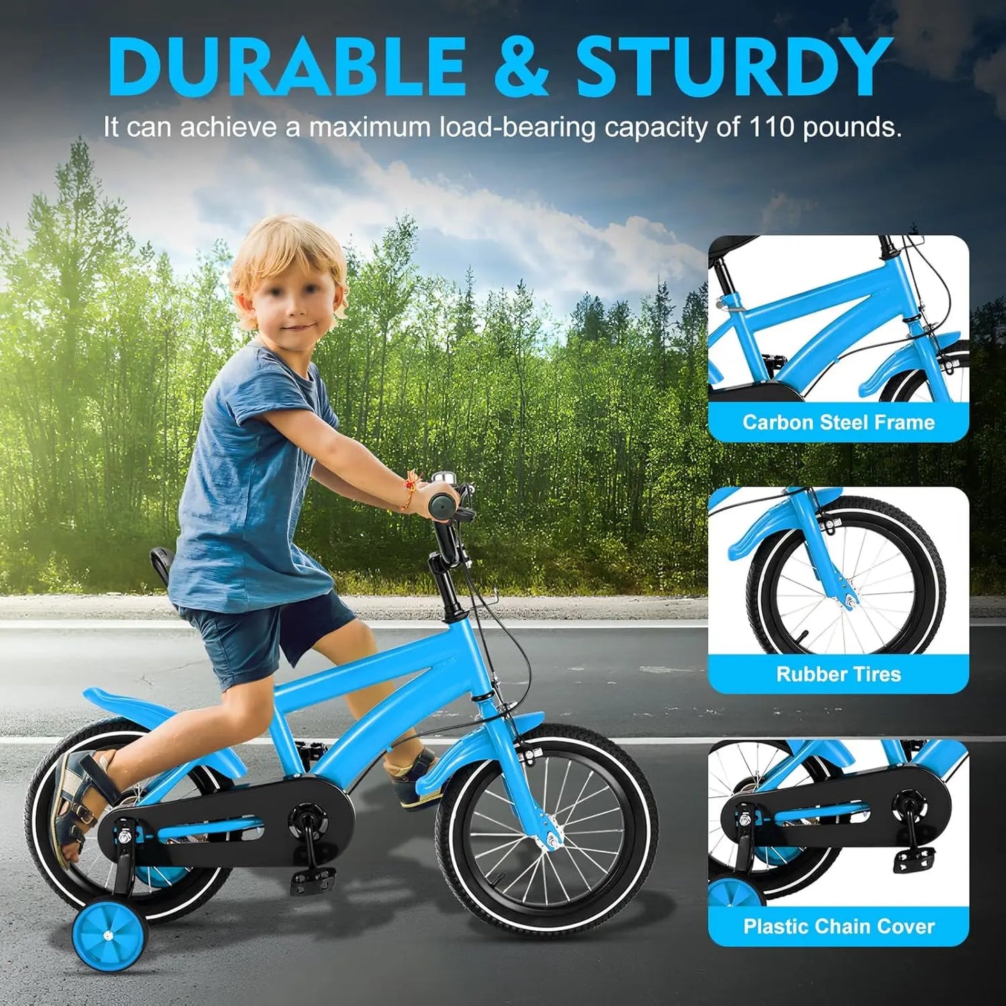 Vélo pour enfants 14 pouces vélo garçons filles vélo pour enfants âgés de 3 à 6 ans stabilisateurs réglage de la hauteur