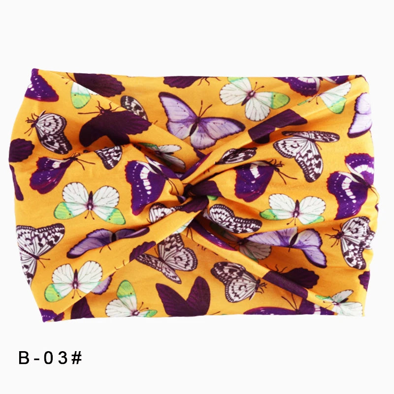 Bandeau élastique large imprimé Pilates Yoga course cyclisme bandeau Turban maquillage cerceau de cheveux maquillage bandeau pour femmes fille