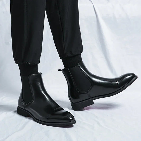 Chelsea bottes pour hommes semelle rouge Pu cheville affaires bout rond Slip-On hommes bottes livraison gratuite taille 38-46 hommes chaussures hommes bottes