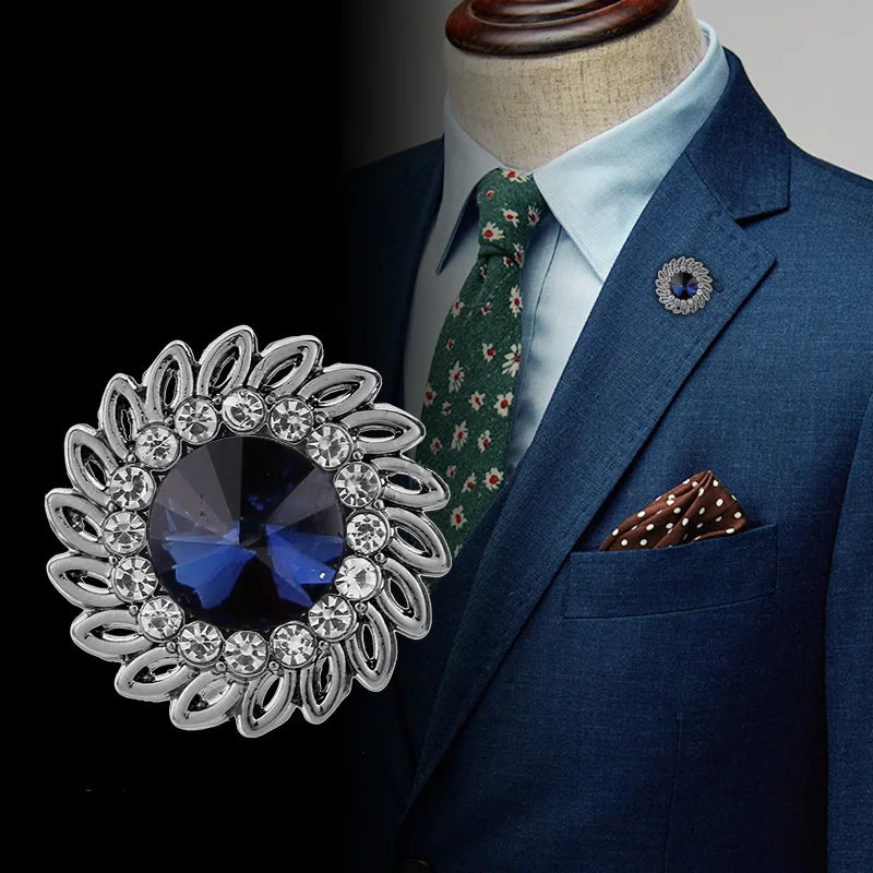 Broche en cristal biscuits haut de gamme pour hommes, broches trempées de chemise, épingle de col corsage pour dames, accessoires de bijoux de luxe, mode