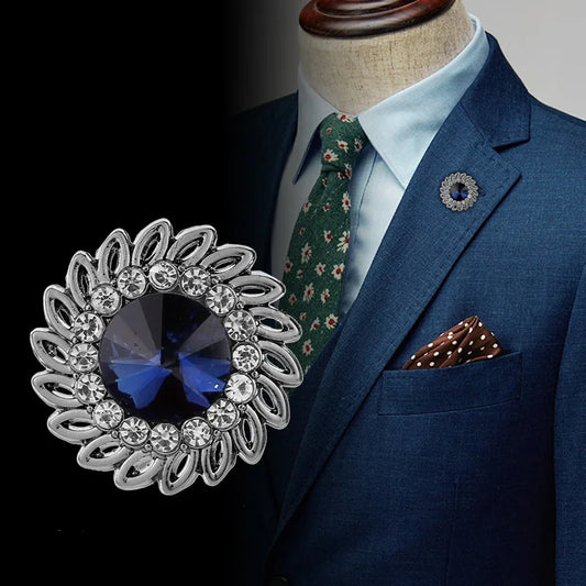Broche en cristal biscuits haut de gamme pour hommes, broches trempées de chemise, épingle de col corsage pour dames, accessoires de bijoux de luxe, mode