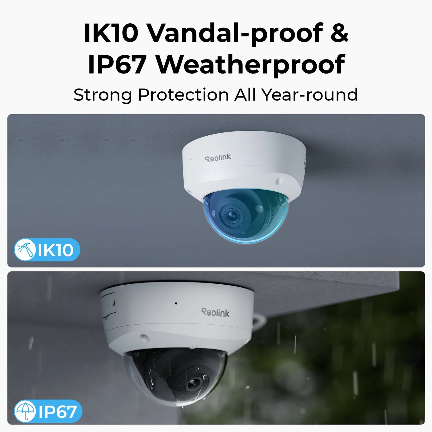Reolink 8MP UHD IK10 Caméra de sécurité PoE anti-vandalisme Caméra IP extérieure 4K 125 °   Caméras de surveillance étanches grand angle IP67