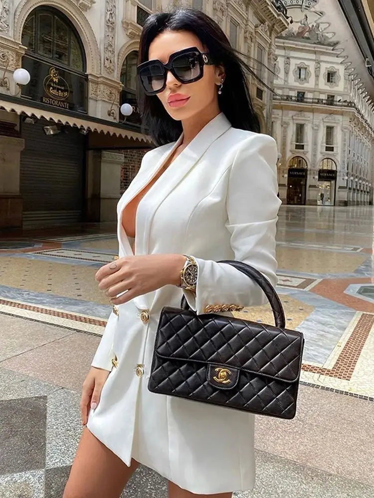 Blazer Sexy à Manches sulfet Double Boutonnage pour Femme, Manteau Slim, Couleur Unie Ol Rose, Vêtements à la Mode, Nouvelle Collection Printemps Automne 2022