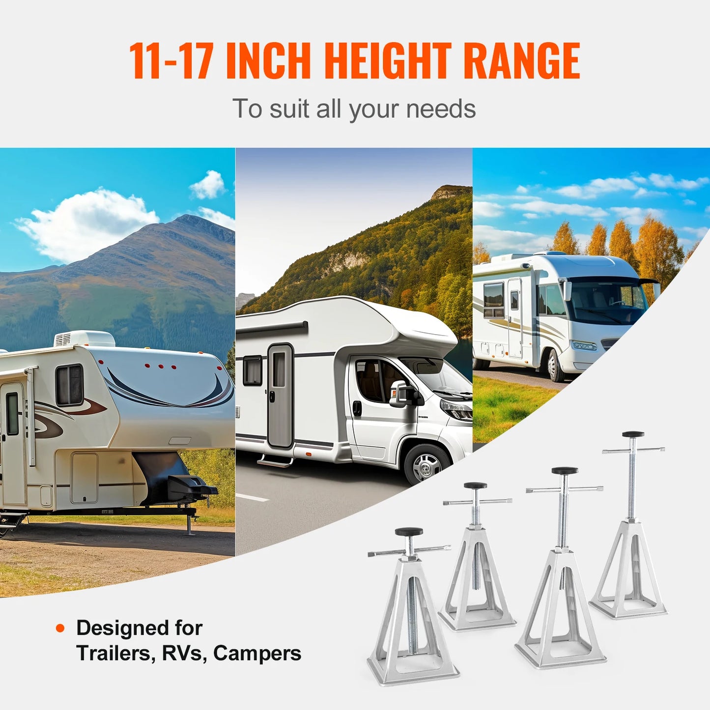 SucceBuy – prises stabilisatrices, paquet de 4 prises de nivellement en aluminium pour camping-car, remorque de voyage, camping-car, cric à vis unique, 6000 lb