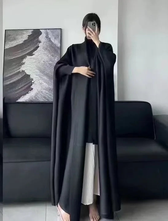 Veste caftan du moyen-orient pour femmes, manches chauve-souris, pull en laine tricoté ouvert, haut de gamme, dégradé de rides, robe longue musulmane