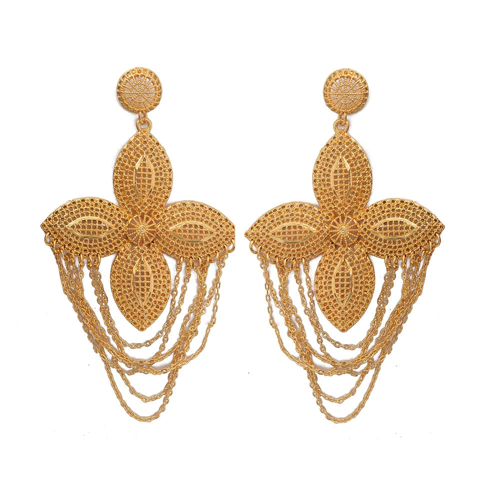 Boucles d'oreilles documents en or pour femmes et filles, boucles d'oreilles de mariage en métal, cadeaux de bijoux, mode, Éthiopie, Afrique, Dubaï, enfants