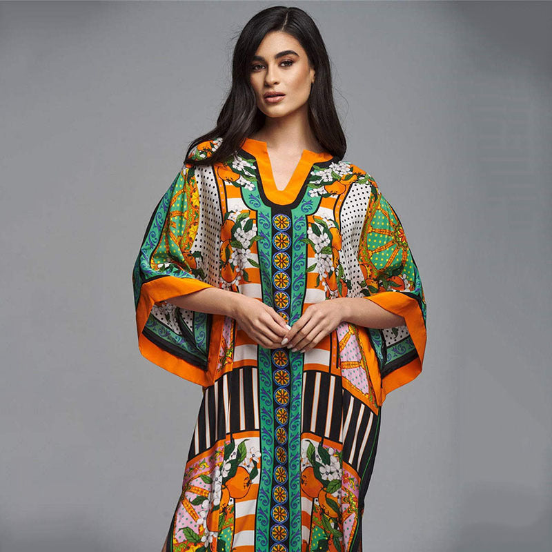 Tenues de plage pour femmes, cache-maillot de bain, robe caftan, tunique longue, Maxi, grande taille, maillot de bain imprimé Polyester