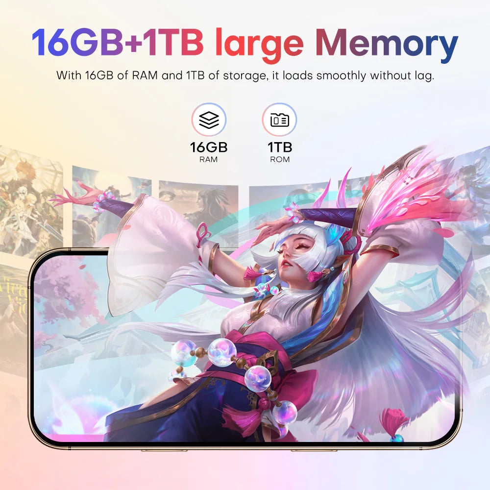 2025 nouveau smartphone i16promax phare 6.5 pouces 16 + 1 to 5g clé d'appareil photo empreinte digitale casque Bluetooth peut être acheté séparément