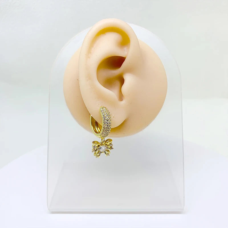 ZHUKOU-Boucles d'oreilles Pearl Coussins Hoop pour femmes, Boucles d'oreilles Huggie Cubic Zirconia, Boucles d'oreilles Sweet Bow Dstress, 4 lignes, Vente en gros, VE846