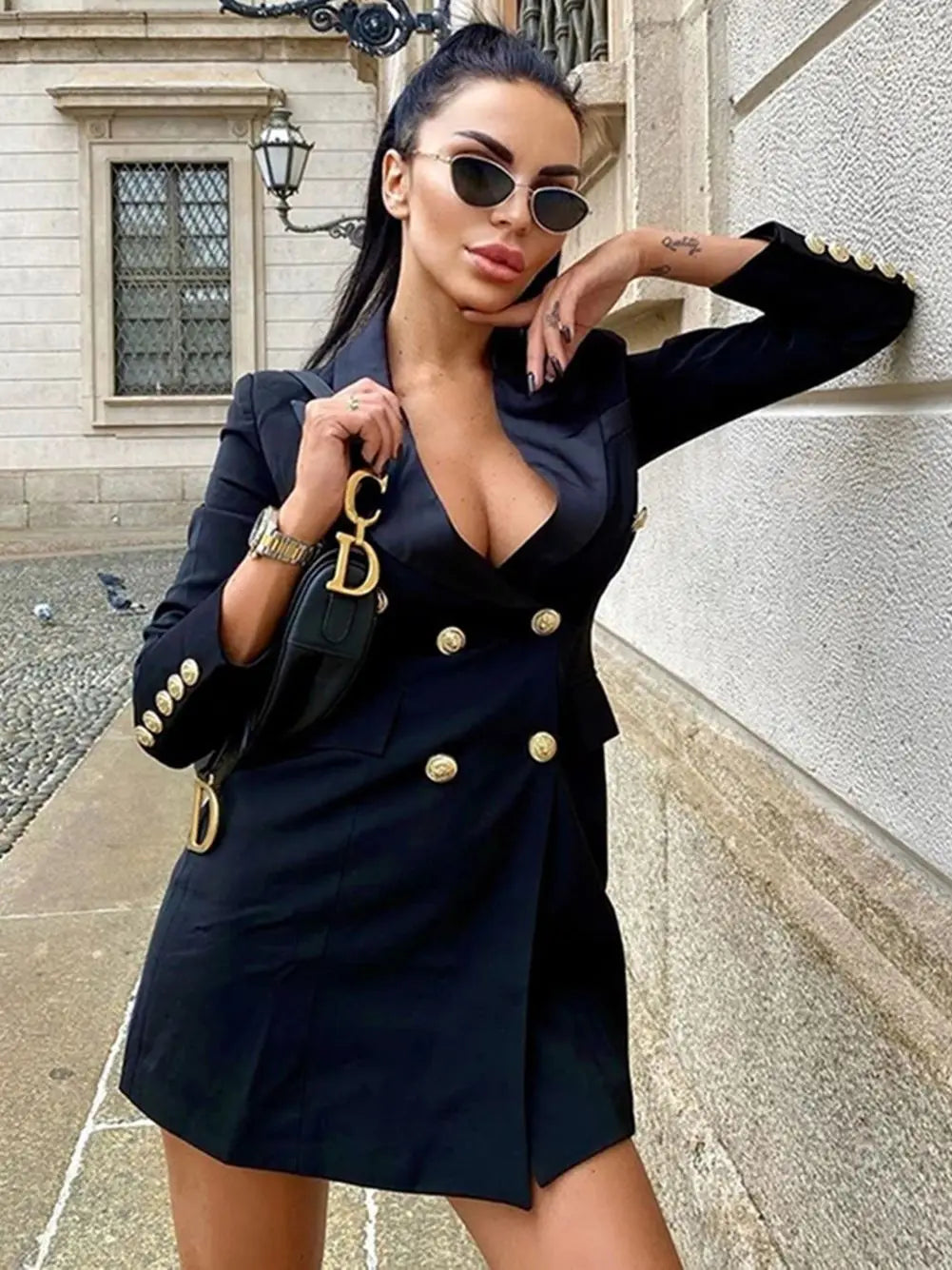 Blazer Sexy à Manches sulfet Double Boutonnage pour Femme, Manteau Slim, Couleur Unie Ol Rose, Vêtements à la Mode, Nouvelle Collection Printemps Automne 2022