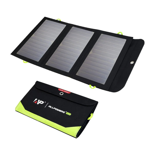 ALLPOWERS-Panneau Solaire Flexible Pliable, 5V 18V, Chargeur de Batterie à Haute Efficacité, 21W, Chargeur de Téléphone pour iPhone de Voyage
