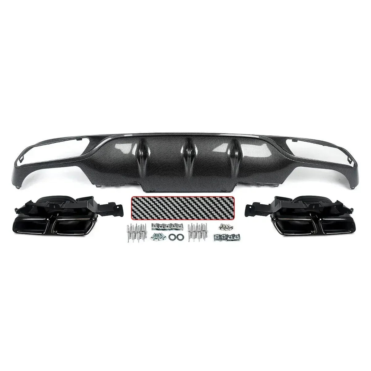 Diffuseur Arrière de Style Carbone avec Tuyau d'Échappement, Accessoire pour Mercedes W213, E200, E300, 2016-2020