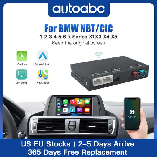 Wireless CarPlay Android Auto For BMW NBT CIC system 1 2 3 4 5 7 Series X1 X3 X4 X5 F20 F21 F23 F30 F31 F34 F35 F32 F10 F11 F48 F25 F26 F15 E60 E84 Prise en charge d'Airplay et du lien miroir, caméra OEM après-vente