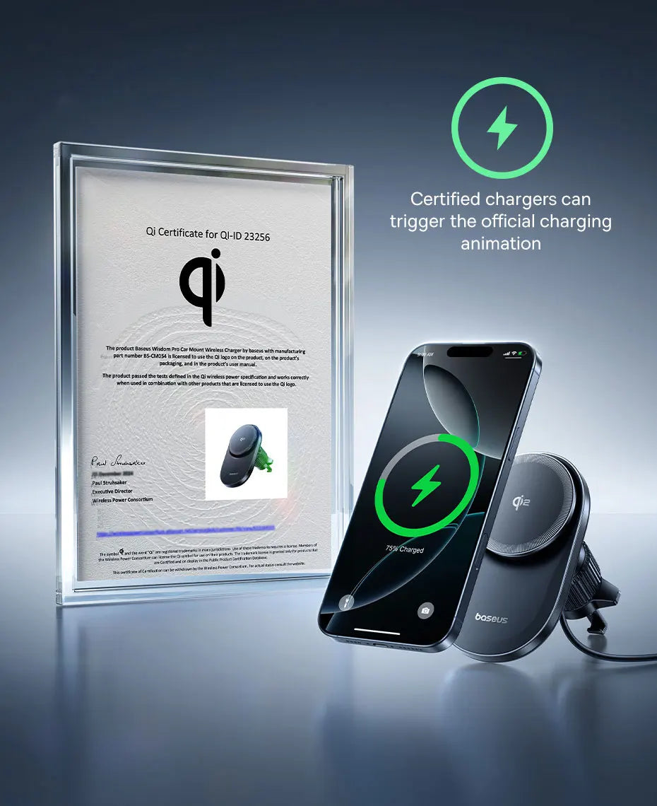 Baseus Chargeur sans fil magnétique pour voiture, Qi2, 15W, charge rapide, support de téléphone, ventilateur de refroidissement, iPhone 16, 15, 14, Samsung, Xiaomi
