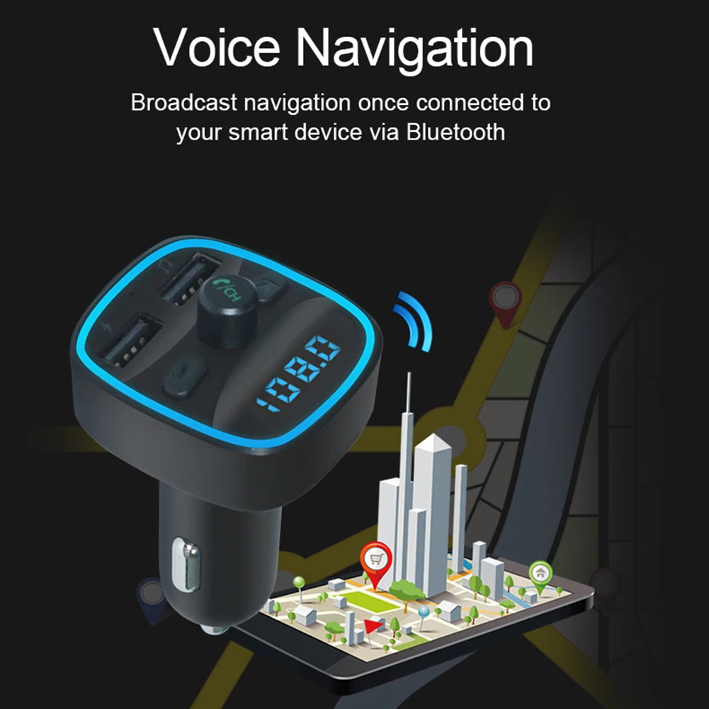 Transmetteur FM T25 pour Voiture, Compatible Bluetooth 5.0, Récepteur Audio, Lecteur MP3, Touriste, USB, Charge Rapide, Mains Libres, Chargeur de Voiture Sans Fil