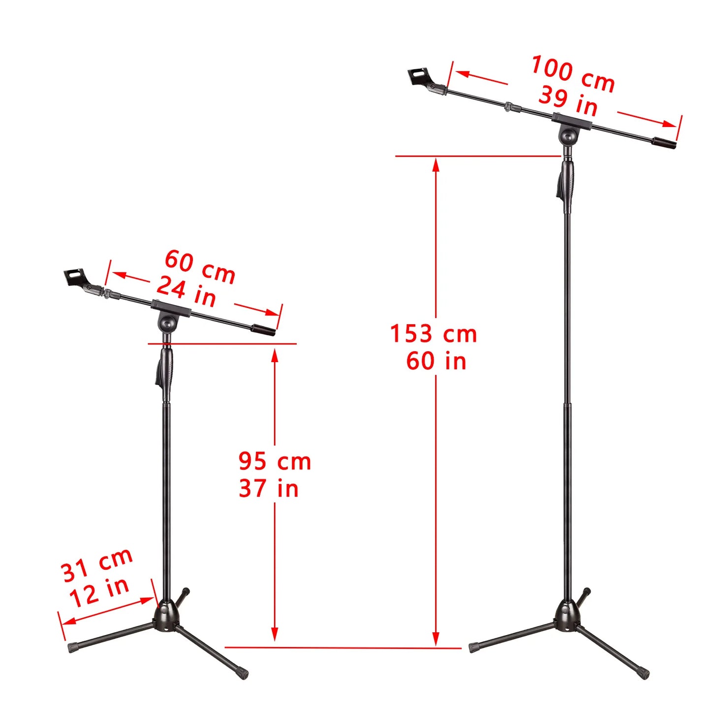 FREEBOSS-Support de microphone sur pied avec trépied en métal Angle réglable recommande Filaire Sans fil Microphone à condensateur dynamique Support de scène MS-203