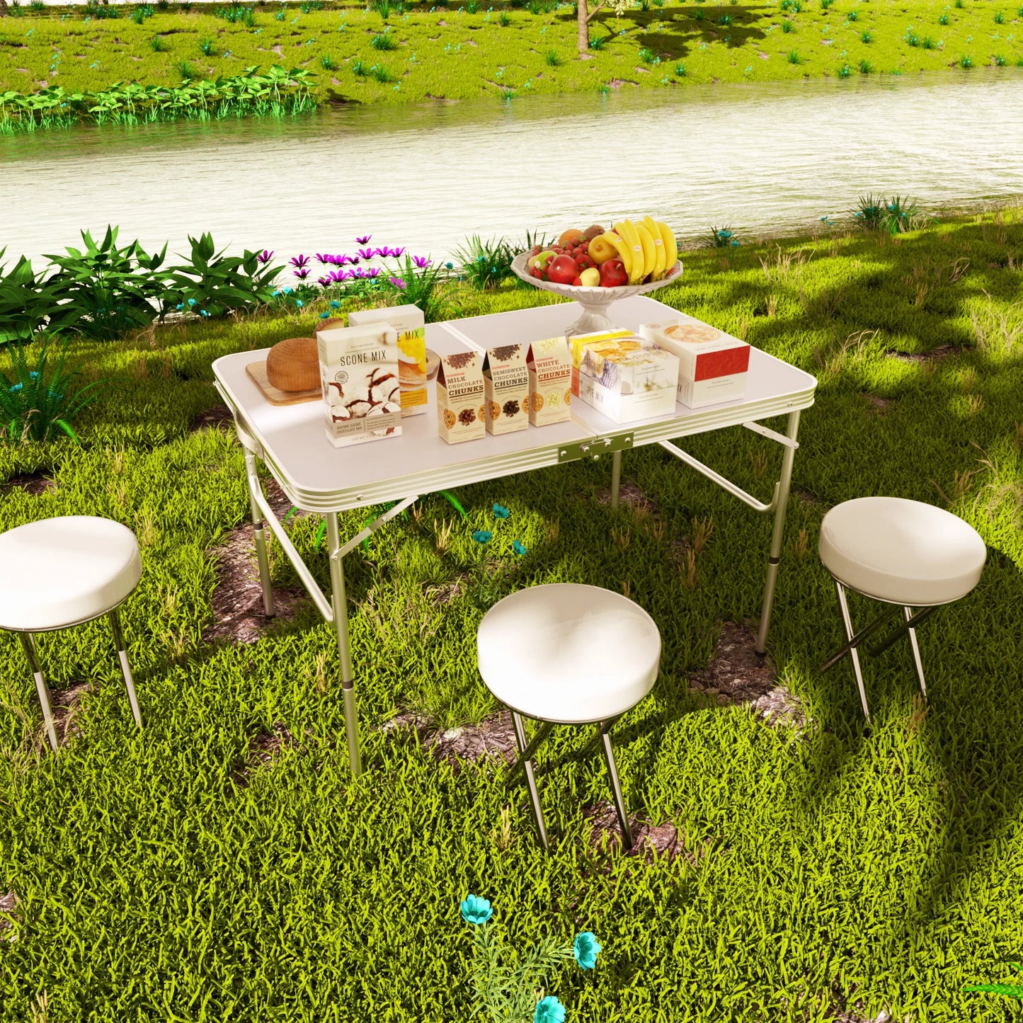 Table de Camping Portable Table pliante légère en aluminium Table de jardin réglable en 2 hauteur Table de pique-nique barbecue pour le Camping, les fêtes et
